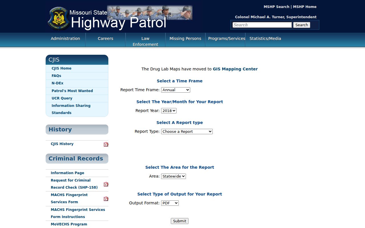 Grundy County criminal history Missouri UCR crime records query