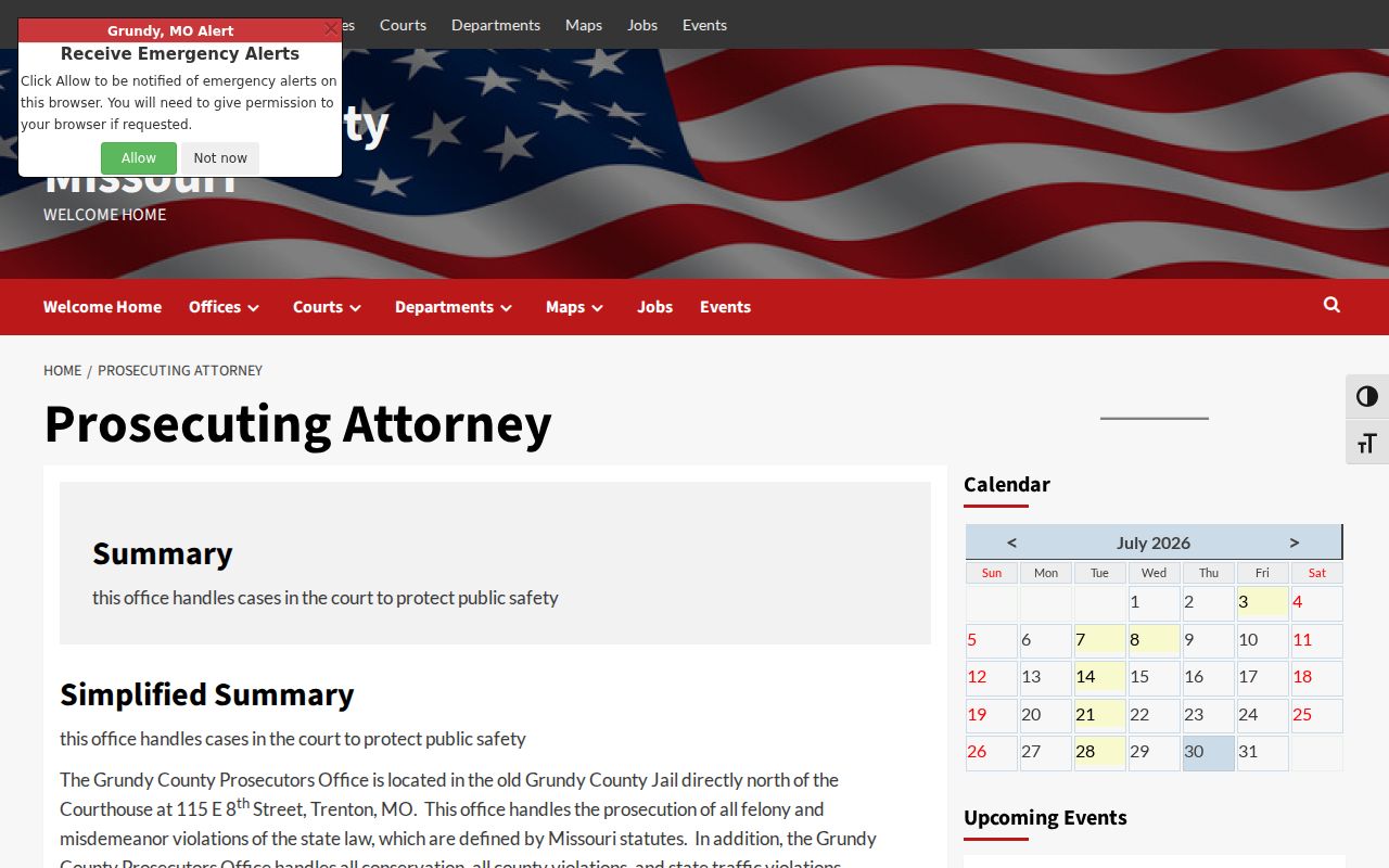 Grundy County criminal history prosecuting attorney records information